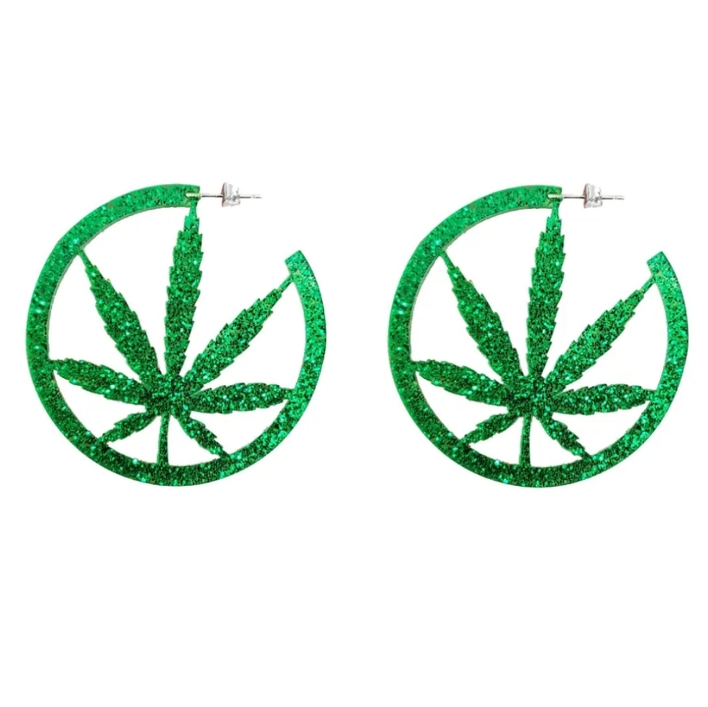 Glittery Mary Jane Earrings in Green - Picture 4 of 6